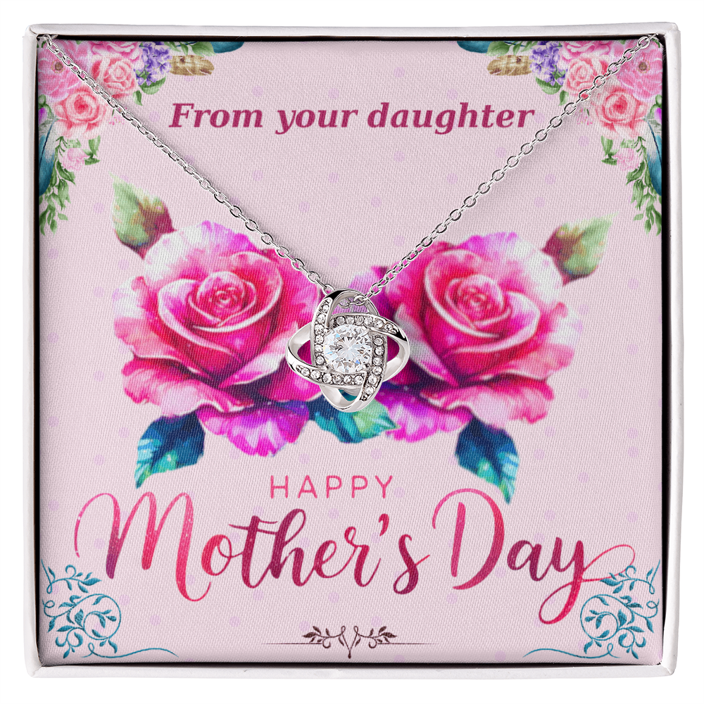 Happy Mother's Day From Your Daughter Love Knot Necklace with Card