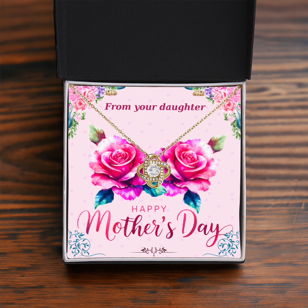 Happy Mother's Day From Your Daughter Love Knot Necklace with Card