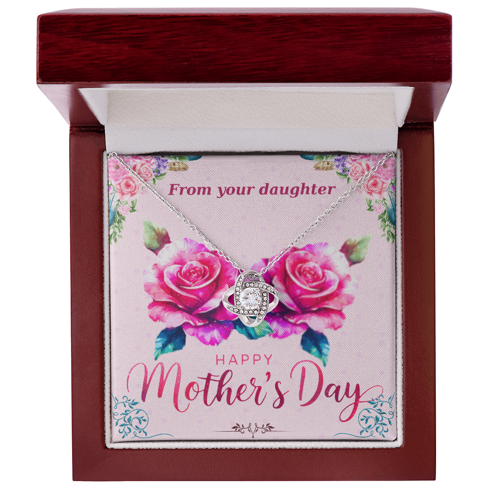 Happy Mother's Day From Your Daughter Love Knot Necklace with Card