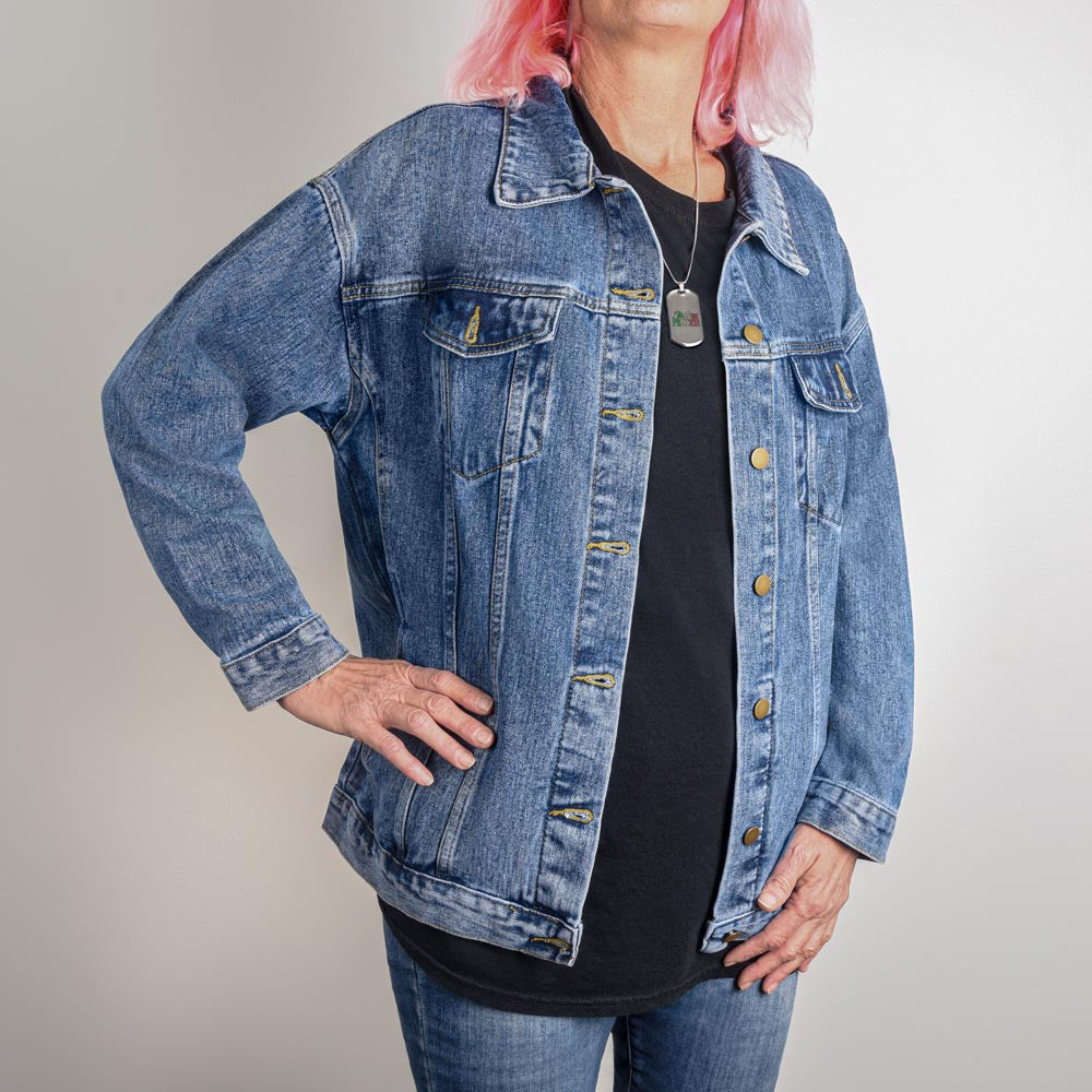 Just a Small Town Girl Oversized Women's DTG Denim Jacket
