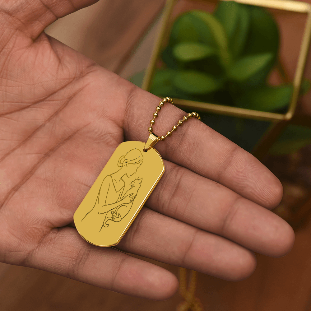 Cat Lady Couture – Engraved Dog Tag Necklace