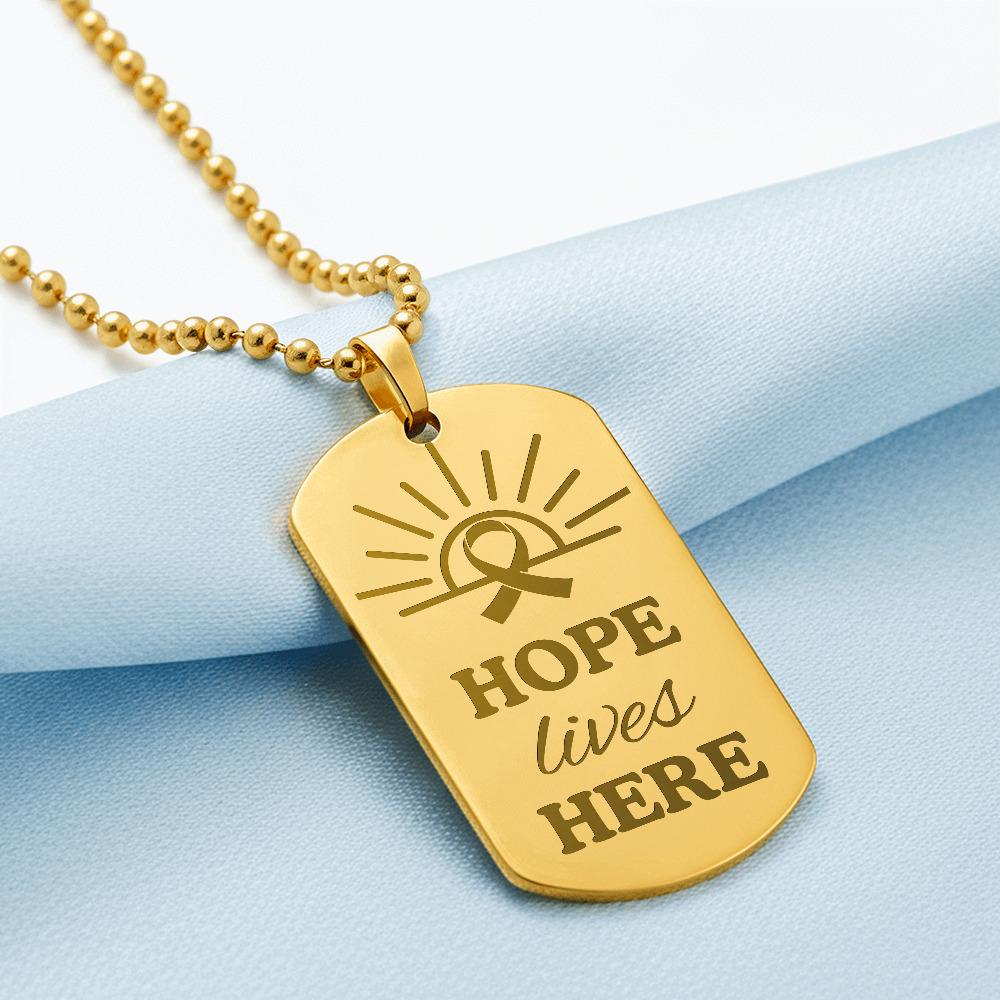Hope Lives Here – Engraved Dog Tag Necklace