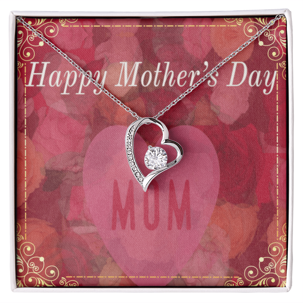 Happy Mother's Day Mom Red Roses with Forever Love Necklace