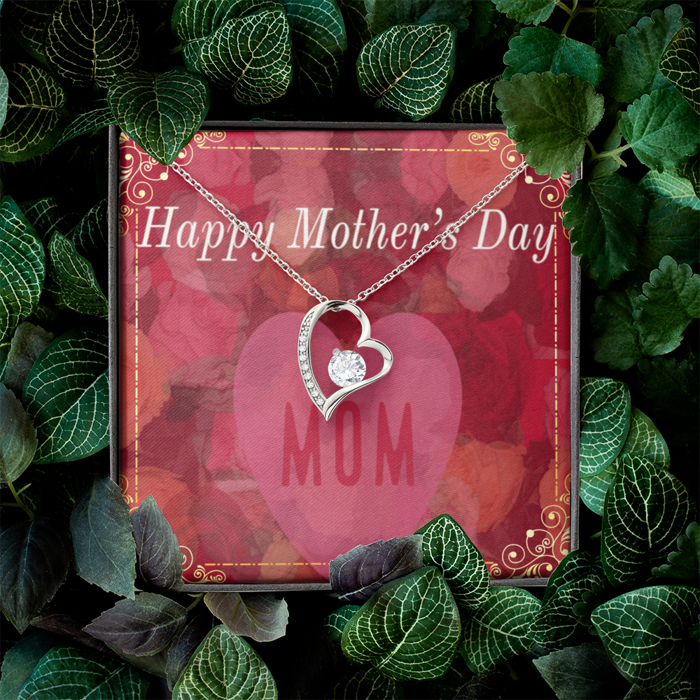 Happy Mother's Day Mom Red Roses with Forever Love Necklace
