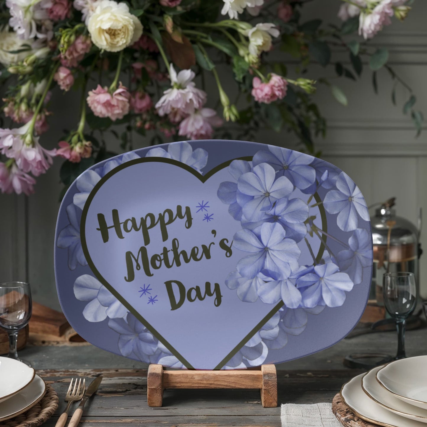 Lavender Happy Mother's Day 10" x 14" Oval Serving Platter