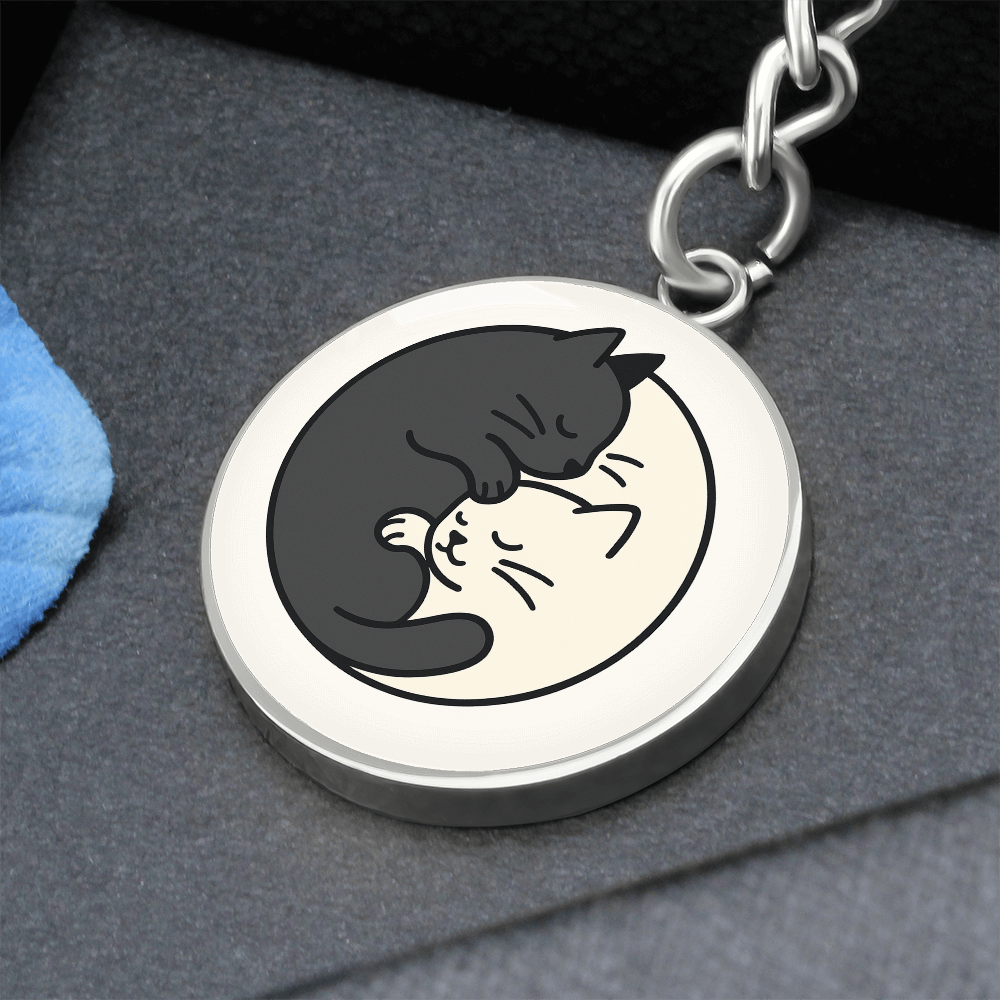 Yin Yang Cat Keychain
