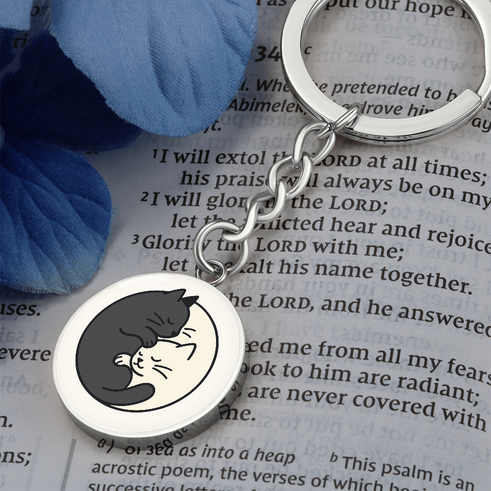 Yin Yang Cat Keychain