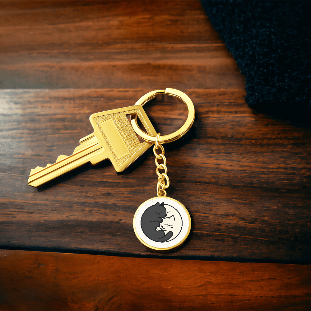 Yin Yang Cat Keychain