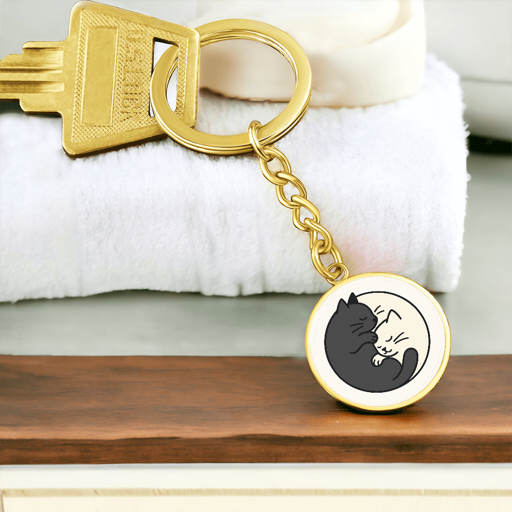 Yin Yang Cat Keychain