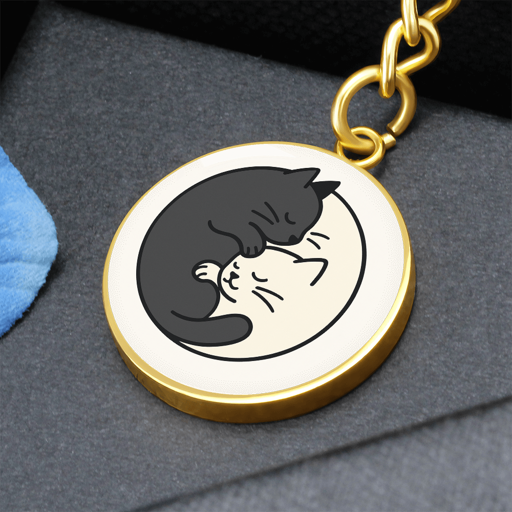 Yin Yang Cat Keychain