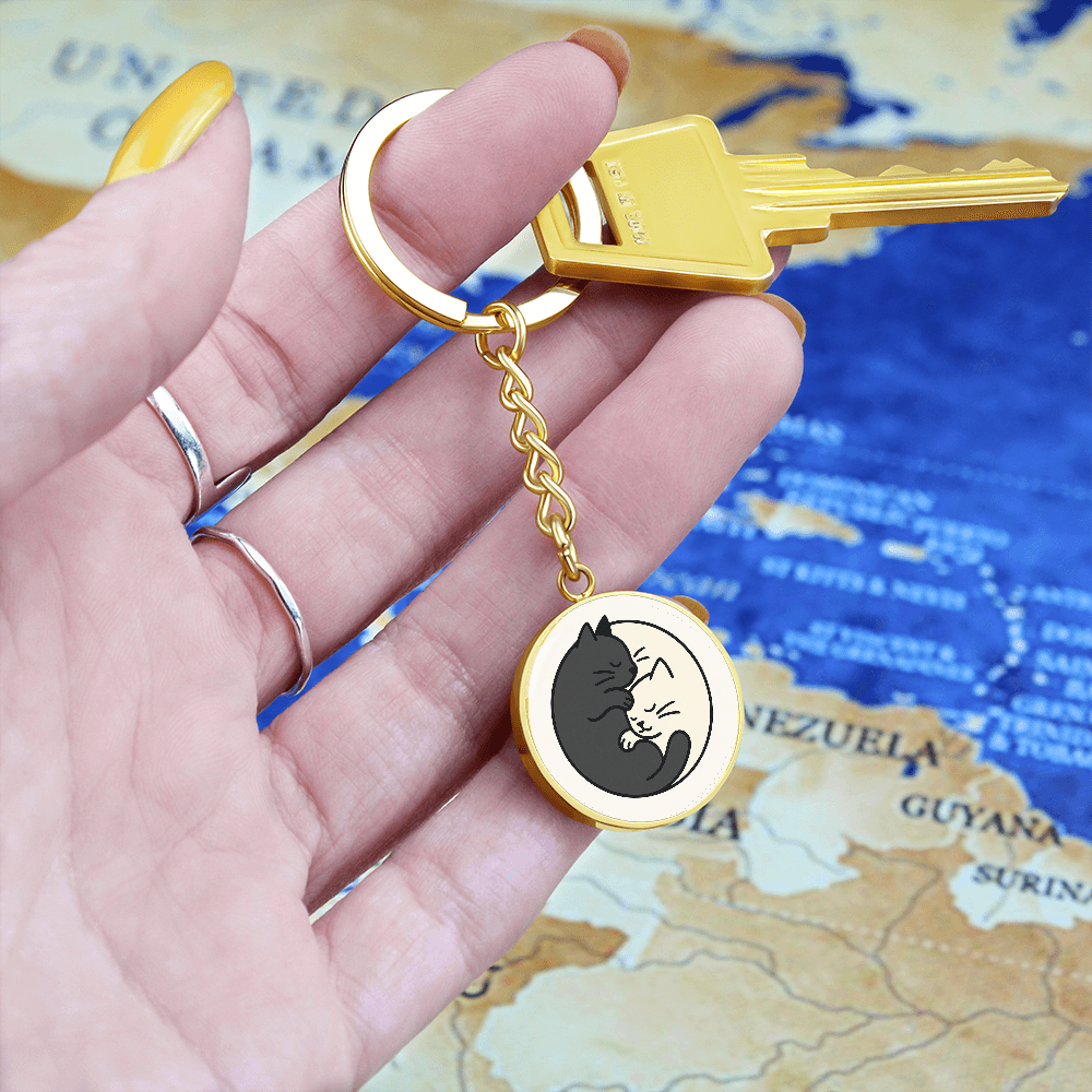 Yin Yang Cat Keychain