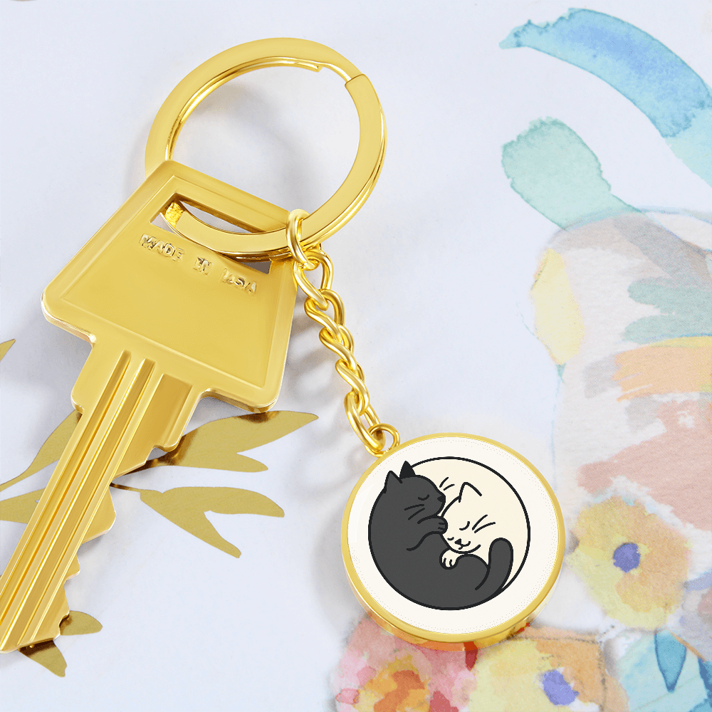 Yin Yang Cat Keychain