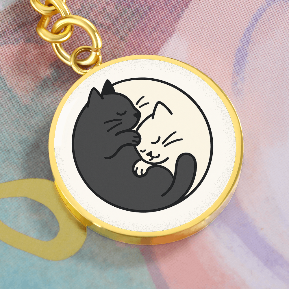 Yin Yang Cat Keychain