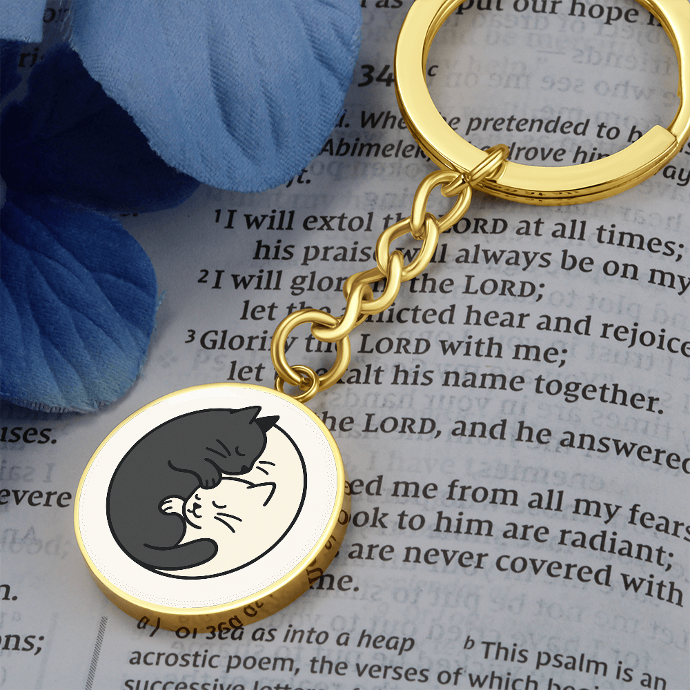 Yin Yang Cat Keychain