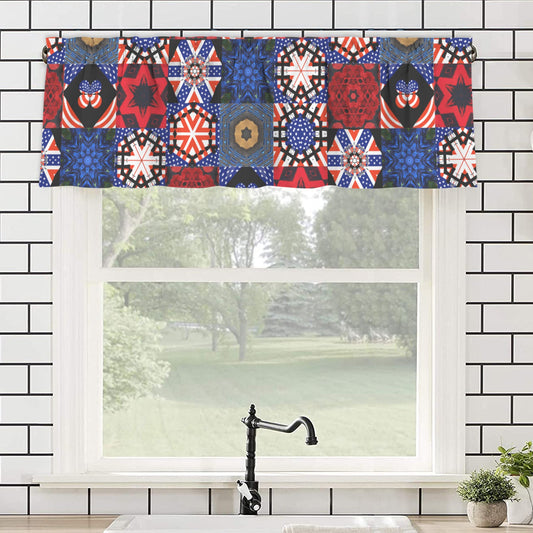 4th of July Pattern Short Window Valance Curtain 60" x 18"（Made in USA）