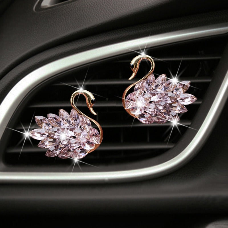 Exquisite Rhinestone Swan Car Air Freshener Clip