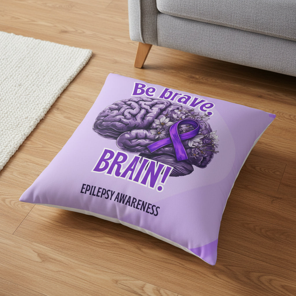 Be Brave Epilepsy Awareness Tufted Floor Pillow
