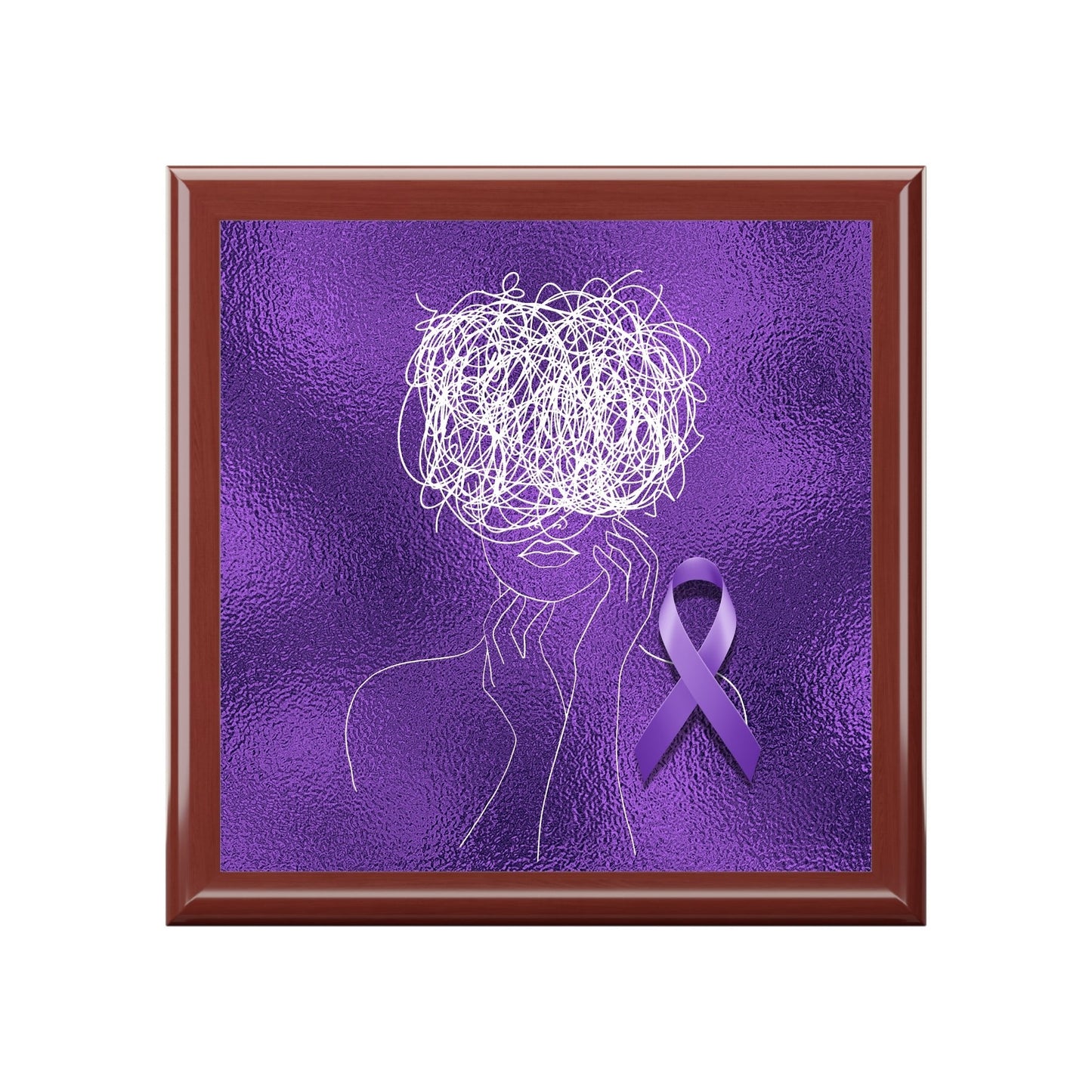 Purple Ribbon Awareness Keepsake Box