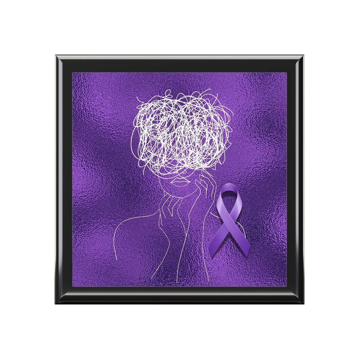 Purple Ribbon Awareness Keepsake Box