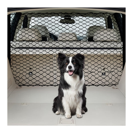 Dog Barrier for Car SUV 47" Dog Net with Metal Hooks Stretchable Mesh Cargo Net Car Divider Dog Gate for Driving Safely with Children & Pets Universal for Trucks SUV