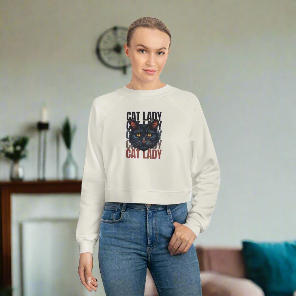Black Cat Lady Cropped Pullover
