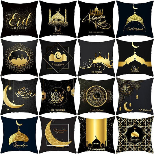 Black Gold Pattern Decorative Pillowcase Cushion Peach Skin Colorful Decorative Pillow Cases Sofa Couch Decoration Cushion Covers Pillow Beautiful Pillowcase