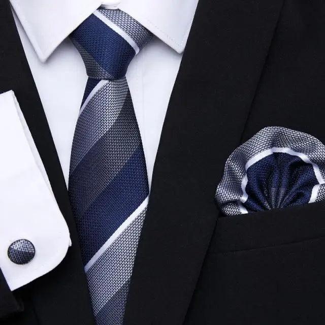 Business Men Silk Necktie Cufflinks Set Luxury Design Necktie With Handkerchief Necktie For Casual And Daily Wear Classic Men Flower Ties Wedding Handkerchief Cufflinks Set