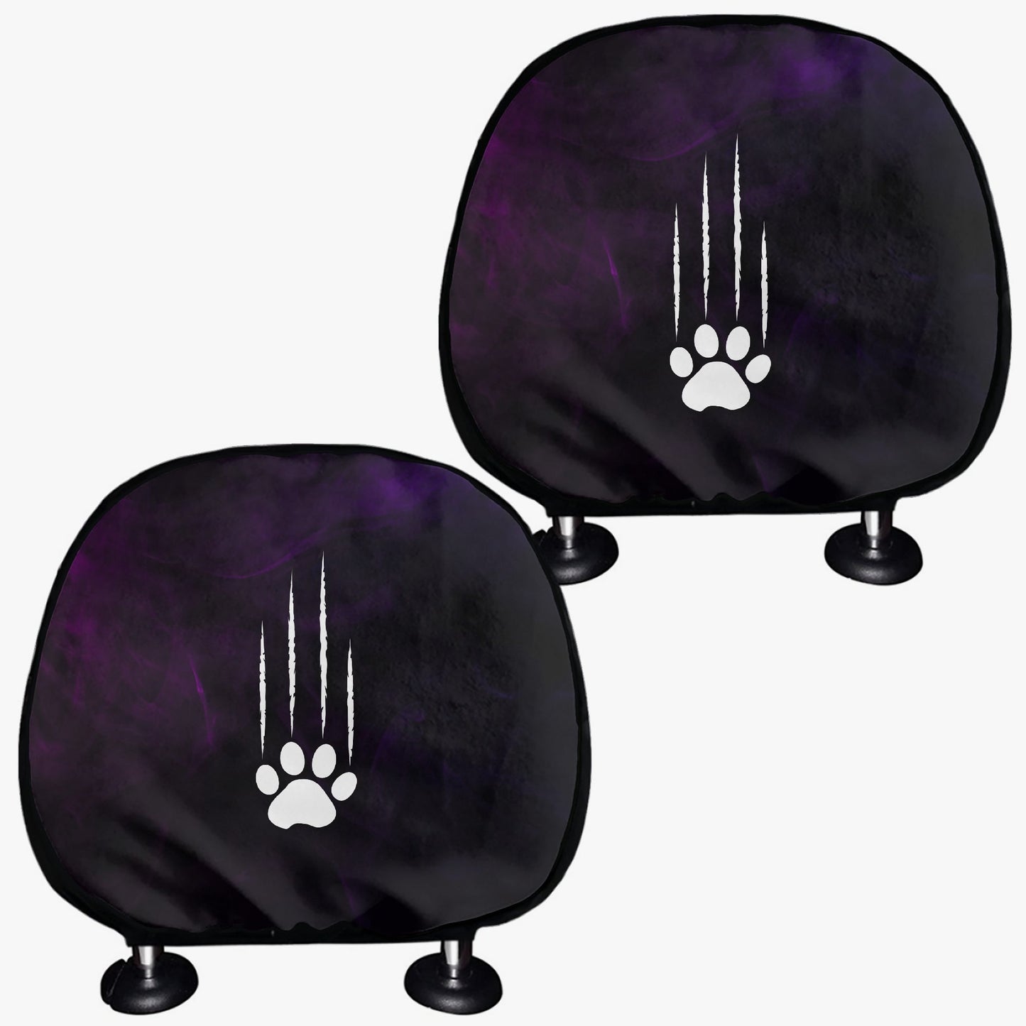 Furreal Claw Paw Car Headrest Covers – Purple Smoke (Set of 2)