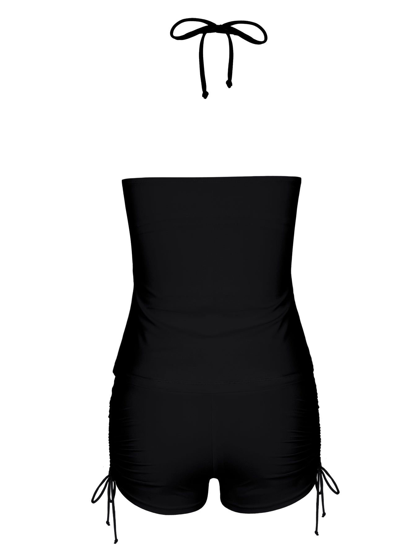 Cute Black Puppy Tankini Swimsuits with Shorts for Women (Front Printing)