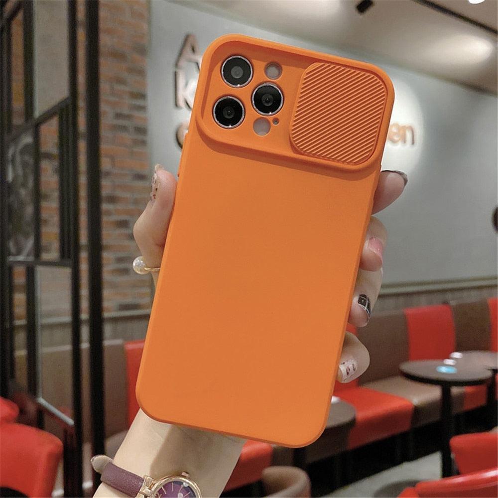 Camera Protection Case With Sliding Camera Cover Protective Design Soft Edges Protective Cover Camera Lens Protection Solid Phone Case For iPhone 13 14 12 Pro Max Mini Candy Color Cover For iphone