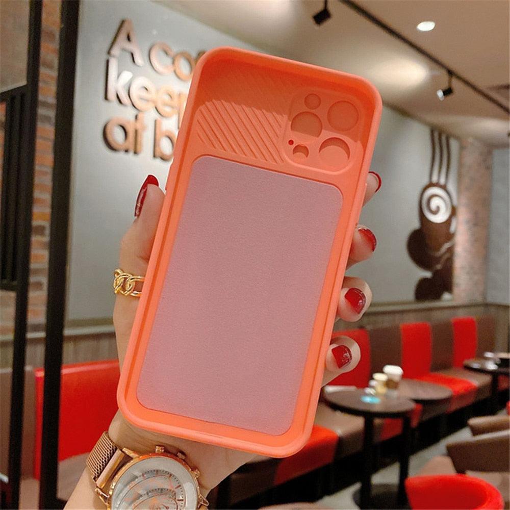 Camera Protection Case With Sliding Camera Cover Protective Design Soft Edges Protective Cover Camera Lens Protection Solid Phone Case For iPhone 13 14 12 Pro Max Mini Candy Color Cover For iphone