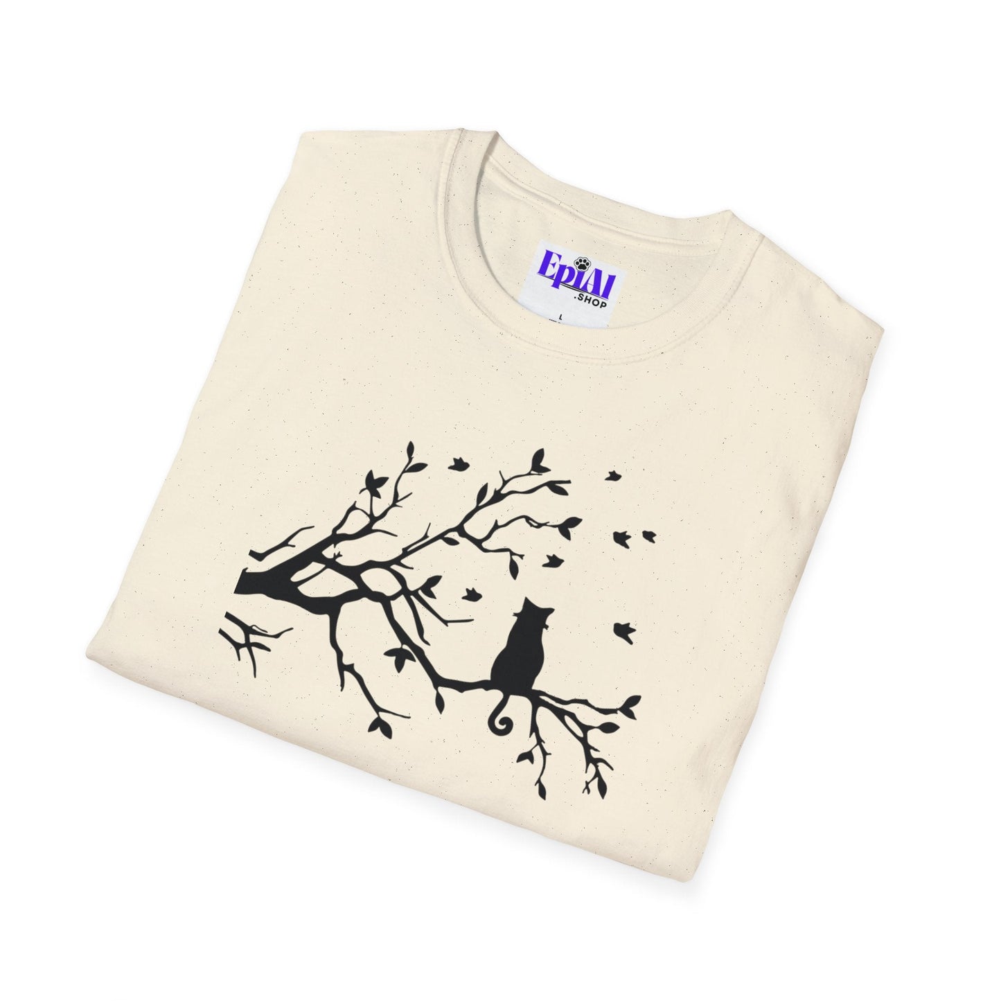 Quiet Cat Windy Branch Tee | Minimalist Cat Silhouette Shirt