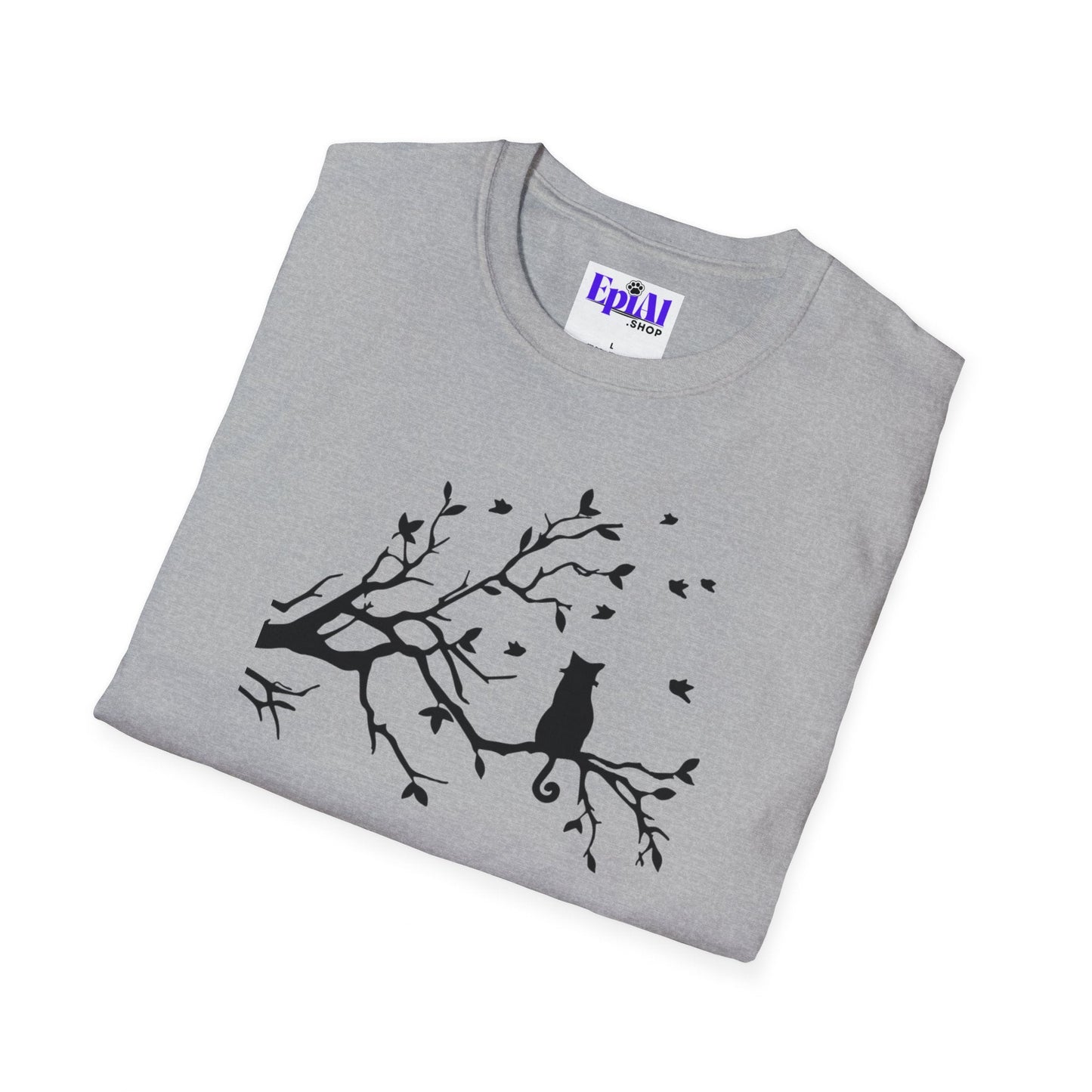 Quiet Cat Windy Branch Tee | Minimalist Cat Silhouette Shirt