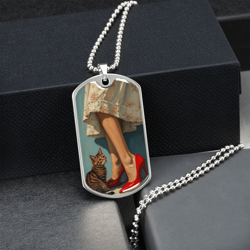 Cat Lady in Red Necklace