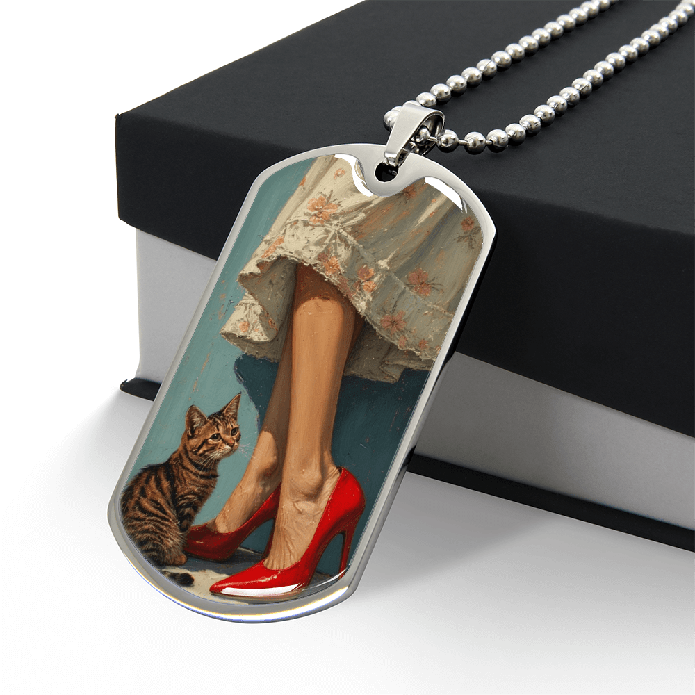 Cat Lady in Red Necklace