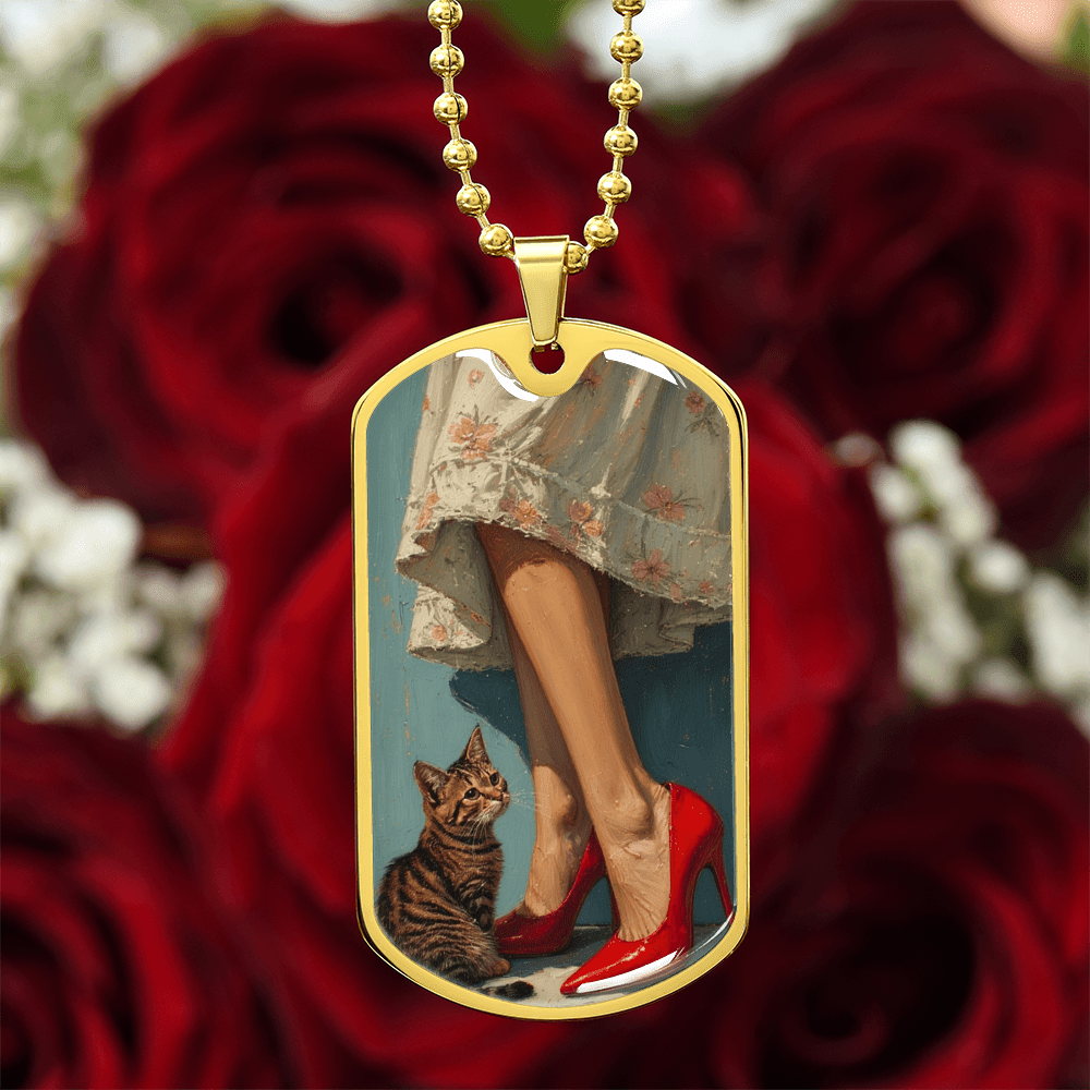 Cat Lady in Red Necklace