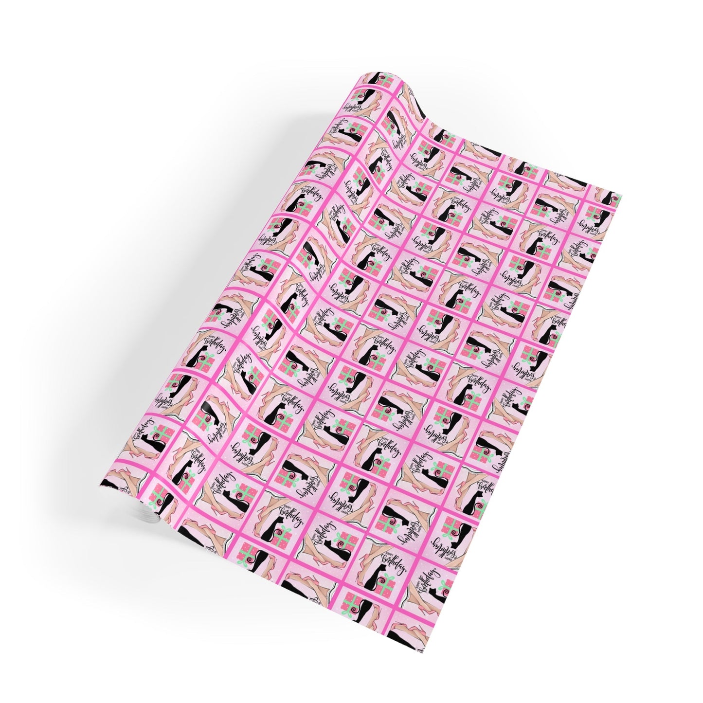 Charming Cat Lady Birthday Gift Wrapping Paper Roll