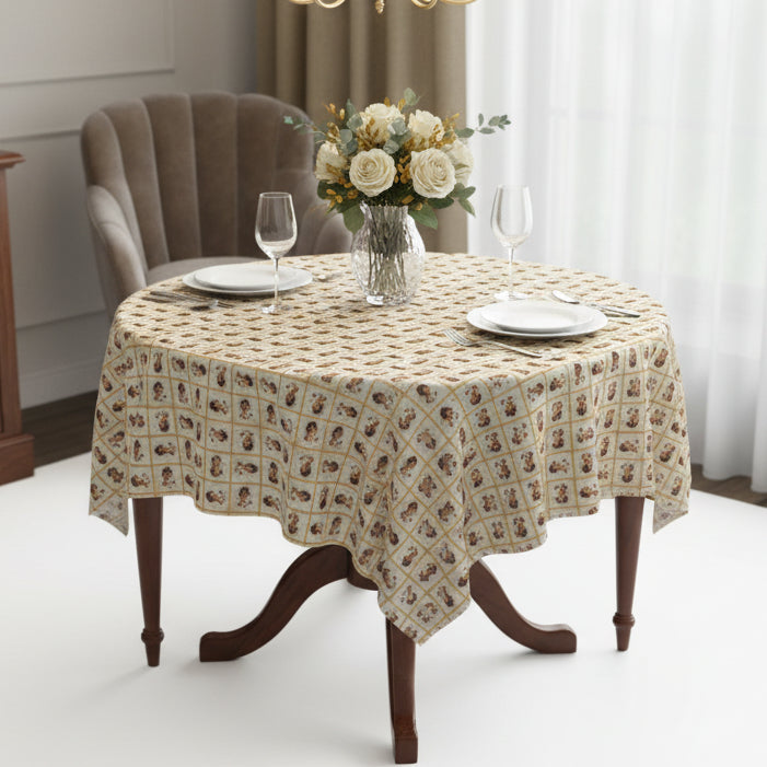 Charming Golden Cat Lady Tablecloth