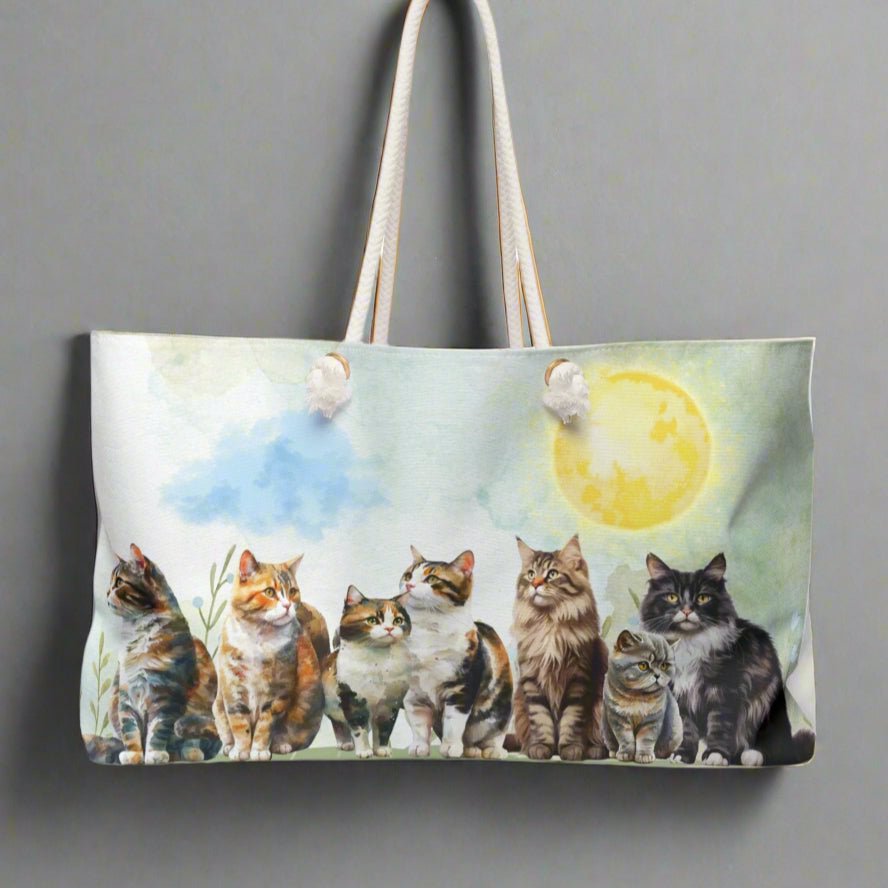 Charming Watercolor Cat Weekender Bag