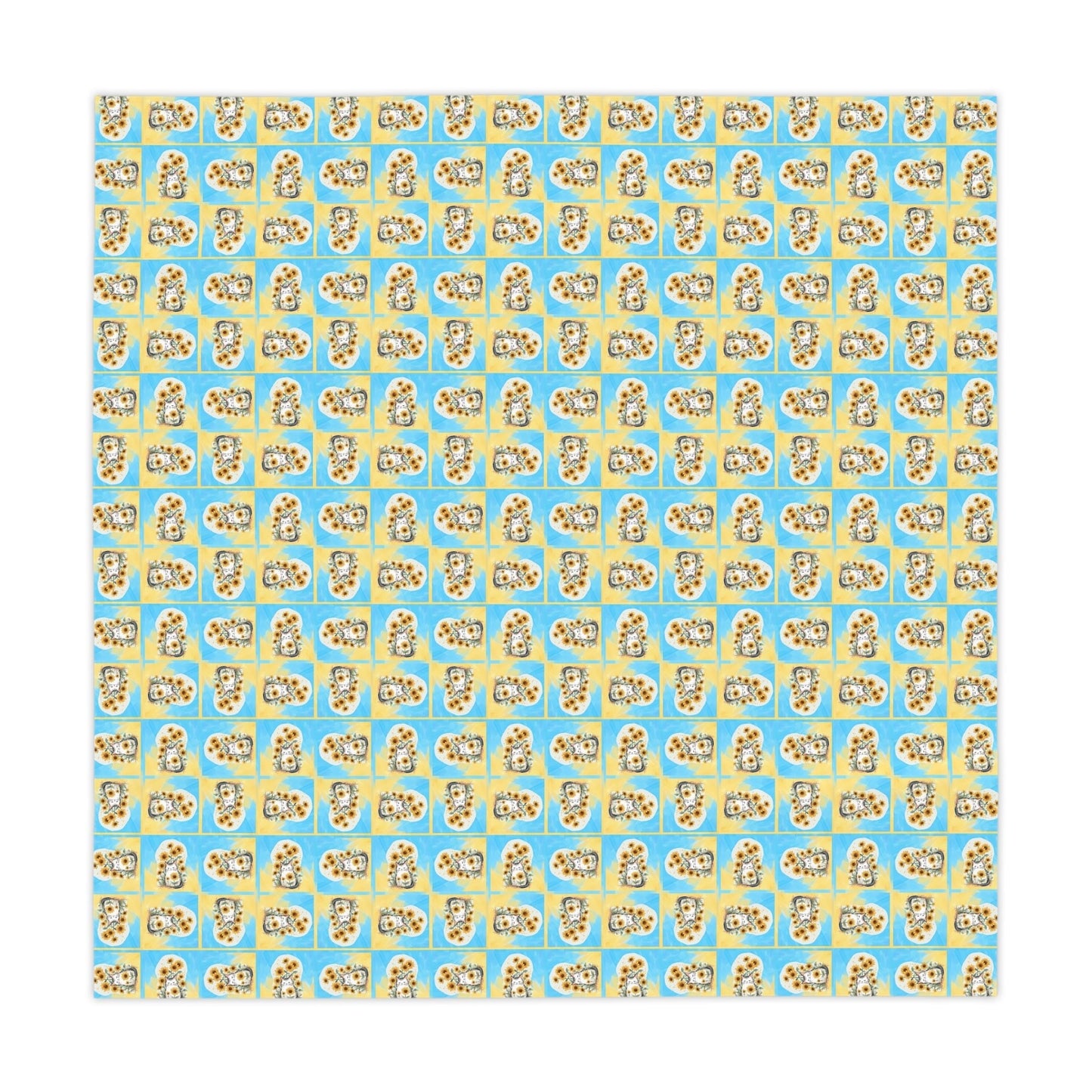 Cheerful Sunflower Kitty Tablecloth for Dining