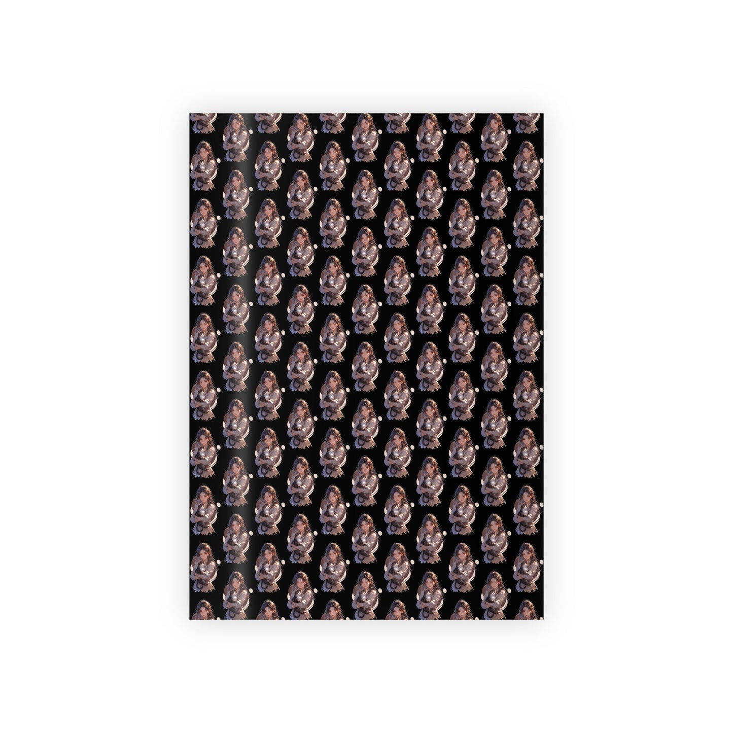 Chic Black Anime Cat Lady Wrapping Paper Roll