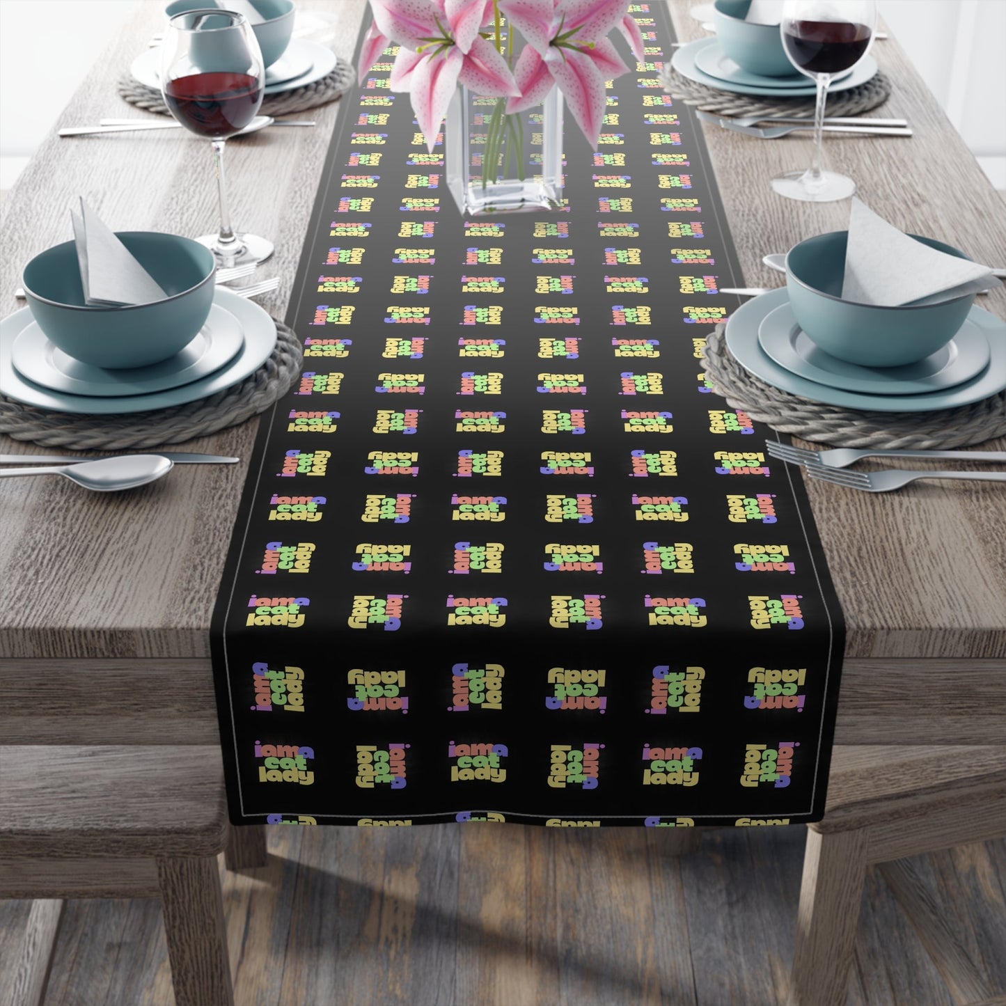 Chic Cat Lady Table Runner | Cute Cat Cotton Table Decor