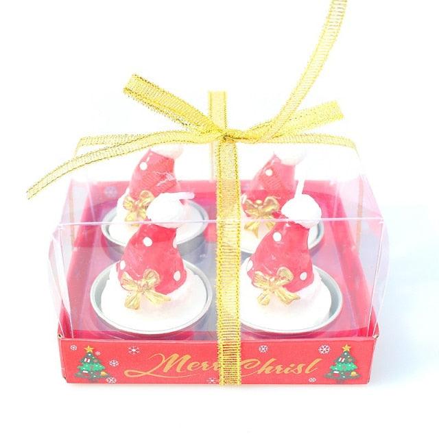 Christmas Candle Themed Festival Ornament Christmas Tea light Candles Handmade Delicate Santa Claus Snowman Pine Cones Christmas Tree Candles Christmas Home Decorations Decorative Cartoon Shaped Candle Home Decor
