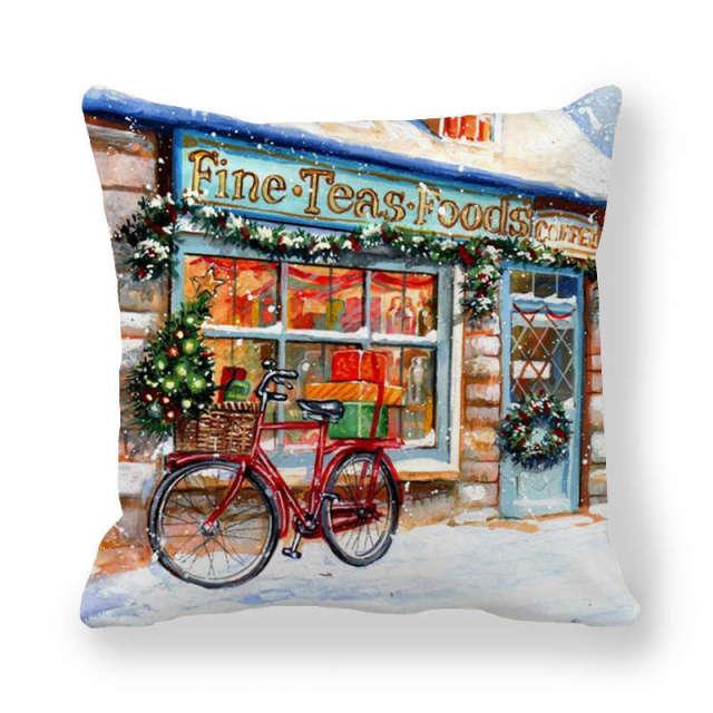 Christmas Ornaments Merry Christmas Decorations Throw Pillow Covers Santa Claus Snowman Merry Christmas Decorative Pillow Cases Home Decor Navidad Home Decor Cushion Cover Happy New Year 2022 45x45CM