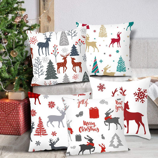 Christmas Pillowcase Merry Christmas Decor For Home Red Green Christmas Pillow Covers Vintage Red Xmas Tree Rustic Home Decorative Cushion Cover 45x45cm Ornament Navidad Gifts New Year 2022