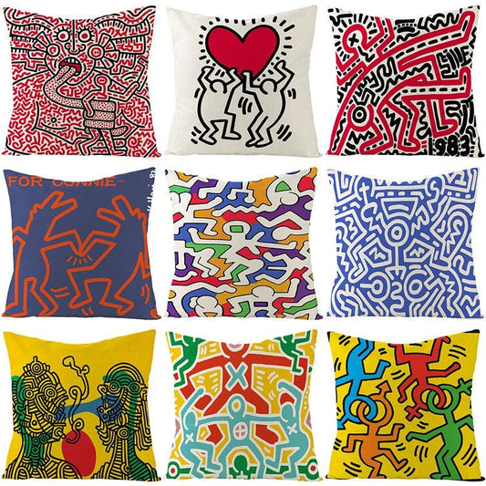 Colorful Abstract Cushion Cover Modern Art Throw Pillow Covers Cotton Linen Chair Back Cushion Cover Home Decorative Sofa Pillowcase Elegant Decorative Pillowcase 45x45CM