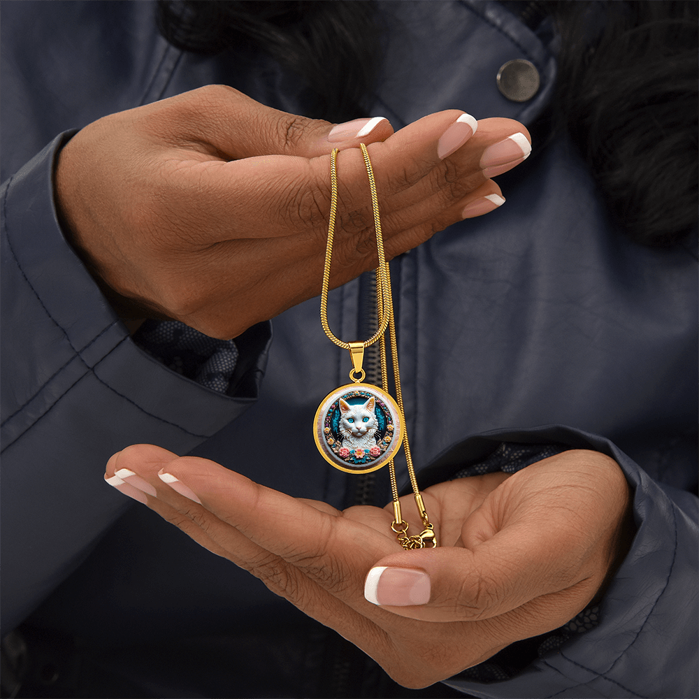 Colorful Cat Cameo Necklace