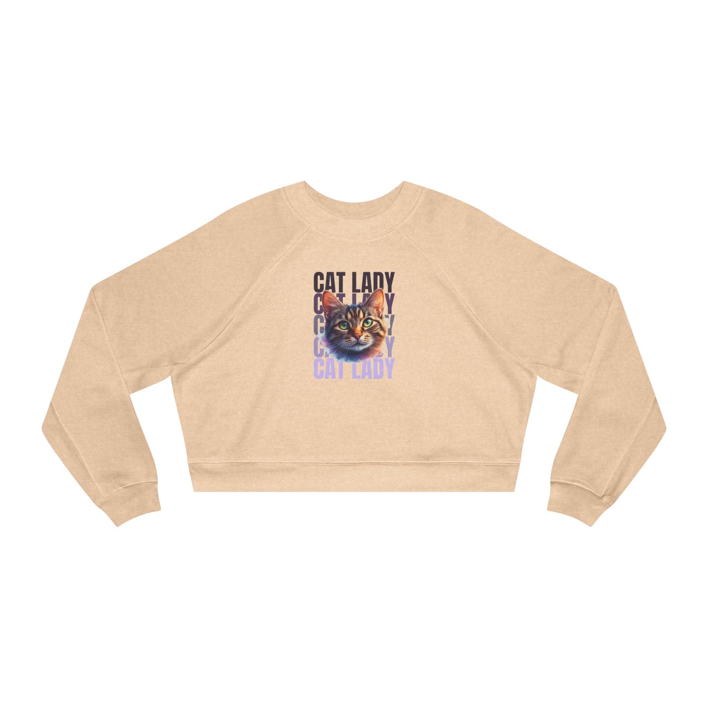 Colorful Cat Lady Cropped Fleece Pullover