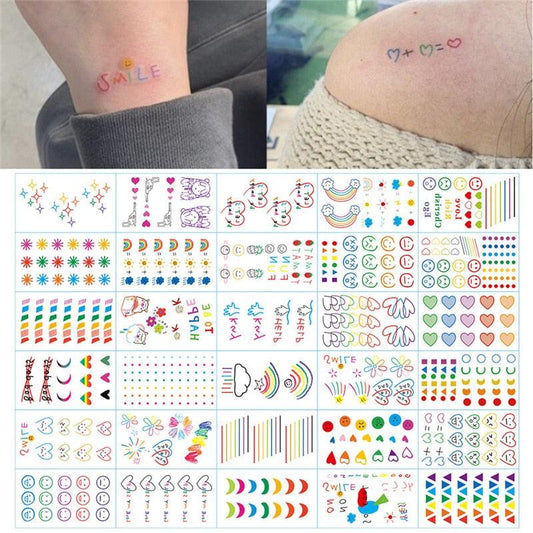 Colorful Rainbow Tattoo Sticker Waterproof Modern Small Body Decoration Tattoo For Boys And Girls