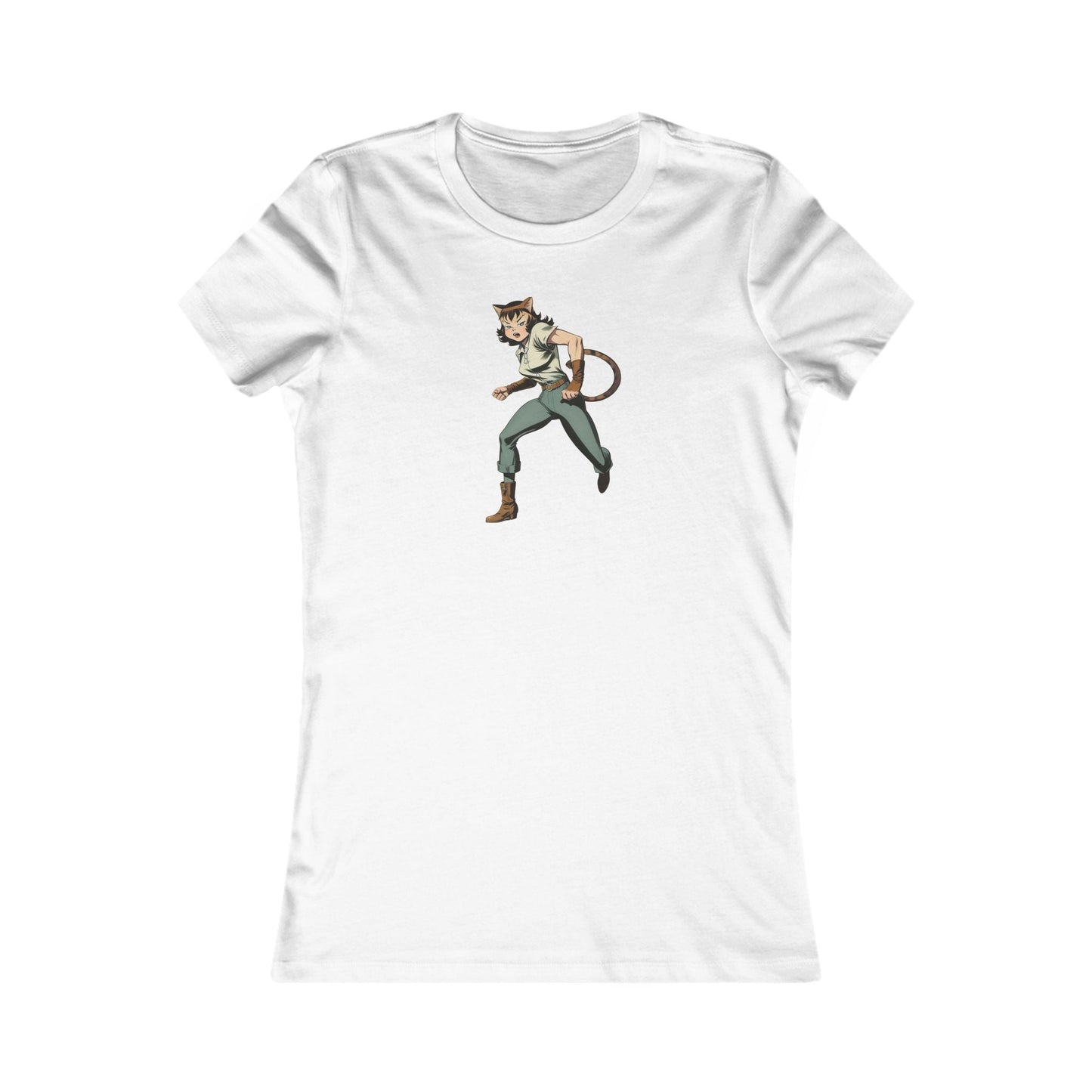 Comic Cat Lady Women's Favorite Tee - Trendy Graphic Tee